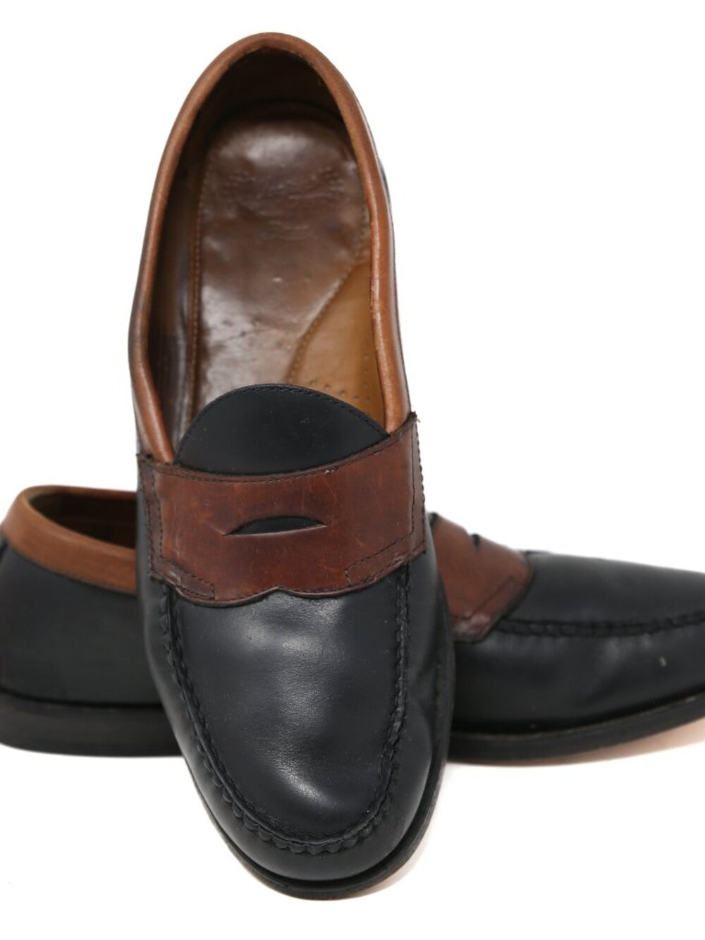 GH Bass Weejuns Men's Size 11.5 D Black Brown Wilton Leather Penny Loafer Shoes